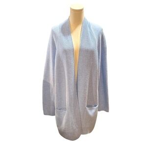 Talbots Open Longer Length Pastel Blue Womens Cardigan Sweater w/ Pockets XLP